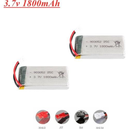 3.7v 1800mAh 903052 Rechargeable Battery for SYMA X5 X5SW M18 H5P KY601S 3.7v Lipo Battery XH2.54 Plug 1pcs to 10pcs