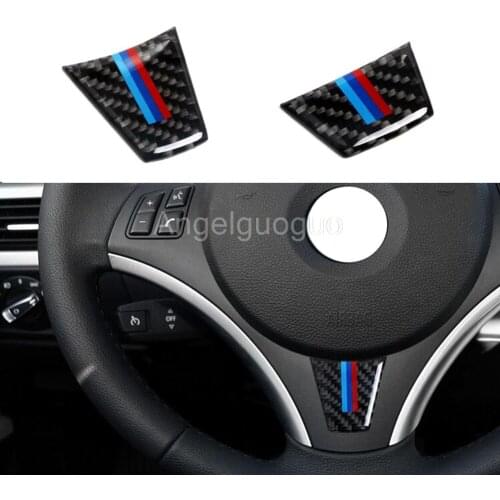 Angelguoguo Car styling Carbon Fiber style sticker for BMW E90 E92 2005-2012 steering wheel sticker