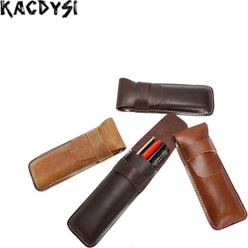 Original Handmade Genuine Leather Men Women Pen Wallet Pencil Case Pouch Cover Bag Vintage Style Cosmetic Make Up Brush Bag Case