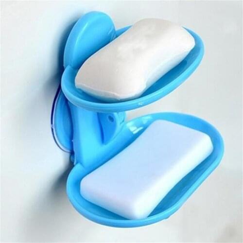 Double Layers Strong Sucker Soapbox Soap Draining Holder Soap Dish Kitchen Bathroom Storage Box Space Saving Tools