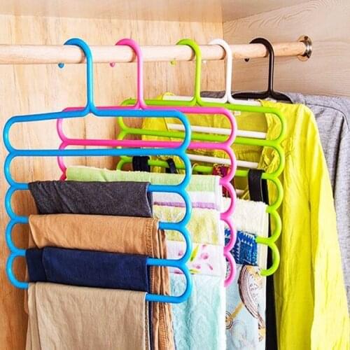 Space Saving 5 Multi Layer Pants Racks Closet Organizer Pants Hangers Holders for Trousers Towels Scarf Tie Clothes Organizer
