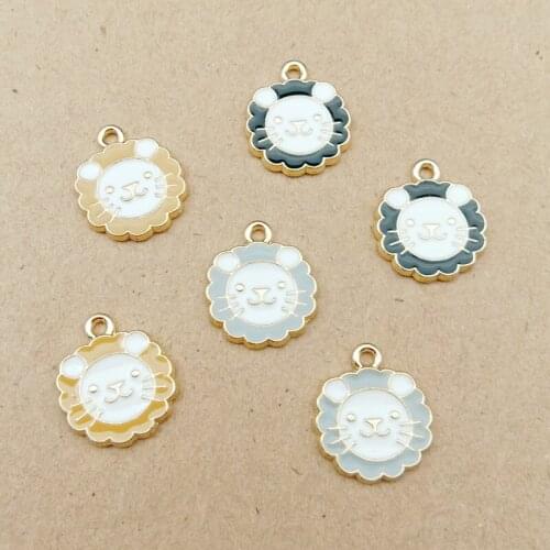 10pcs 15x17mm lion head charms enamel charm for jewelry making fashion earring pendant fashion charms