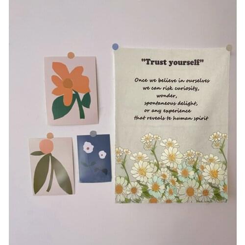 Ins Style Wall Tapestry Floral Pattern Hanging Tapestries Cartoon Hanging Cloth Washable Wall Chart for Living Room Sofa Decor