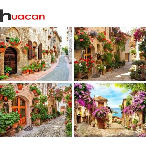 Huacan 5D DIY Diamond Painting Art Garden Full Square Diamond Embroidery Mosaic Landscape Street Decorations Home