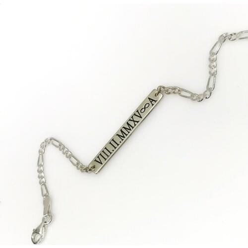 Name Date To the Person Writing Custom Imprint Silver Bracelet