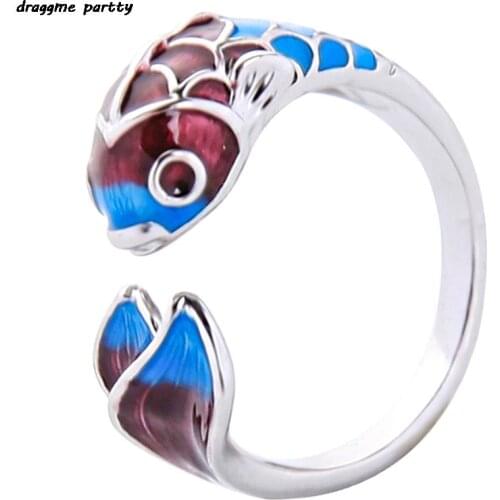 Koi Ring Female Opening Adjustable Colored Drip Carp Fish Good Luck Female Resizable Opening Rings Jewelery
