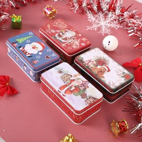 1pc Merry Christmas Candy Box Party Gift Tin Cartoon Metal Cookies Box Gifts for Kids Candy Box and Packaging