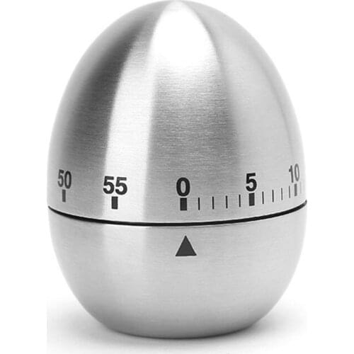 Stainless Steel Egg Shape Kitchen Timer Mechanical Drive Count-down Kitchen Timer