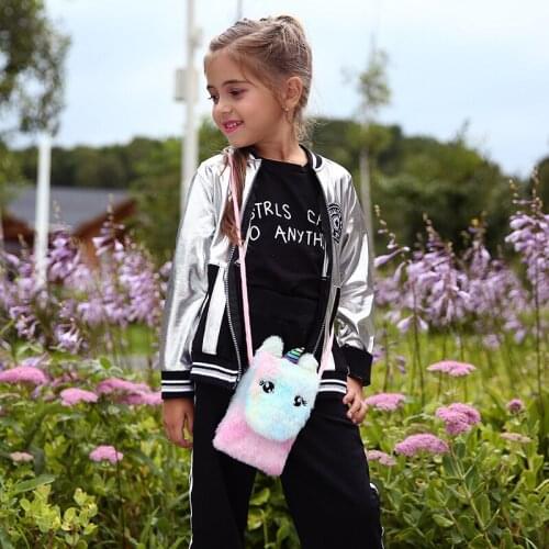 Fashion Cute Colorful Unicorn Plush Messenger Bag Plush Toy Lovely Coin Purse Shoulder Bag for Girls Children Kids Birthday Gift