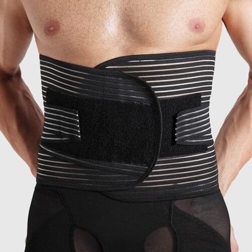 Waist Trimmer for Men,Wide Waist Trainer Sweat AB Belt with Compression Mesh Straps and Back Support for Weight Loss