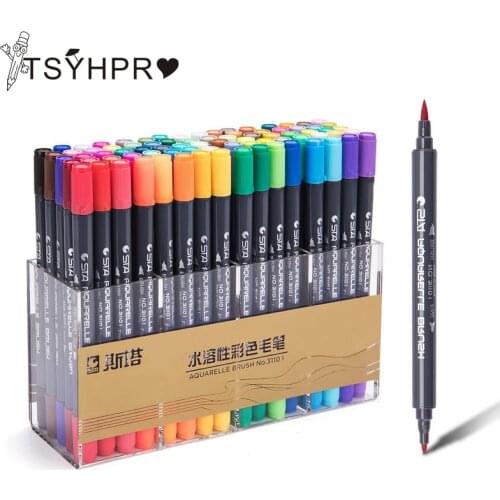 12/24/36/48 Colors Dual Tip Brush Pen Set Portable Lettering Markers Art Marker for Drawing Art Supplies