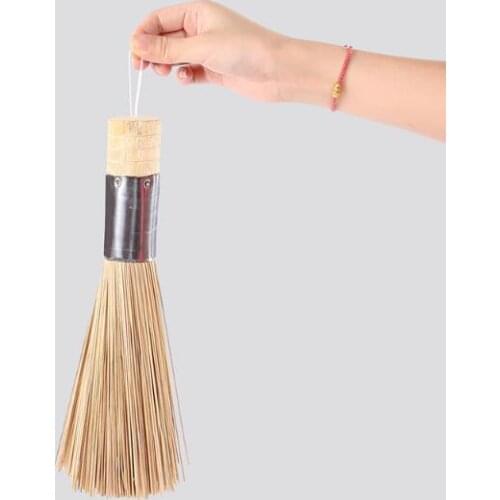Natural bamboo pot brush non-stick oil iron pot brush kitchen multi-function dishwashing cleaning brush