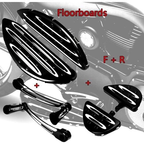 Shallow Cut F&R Floorboard Foot Board&Toe Heel Shift Lever For Harley Touring Street Glide Road King