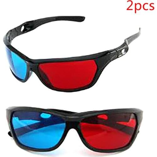 2pcs ABS+PC Left (Red) / Blue (Right) Frame Red Blue 3D Glasses For Dimensional Anaglyph Movie Game DVD