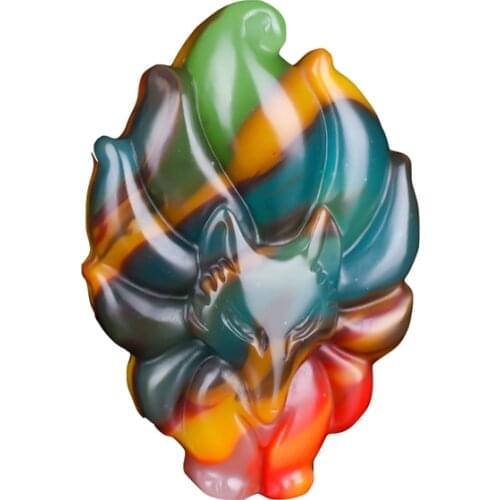 Natural Color Jade Nine Tailed Fox Pendant Necklace Chinese Hand-Carved Charm Jewellery Fashion Amulet for Men Women Gifts