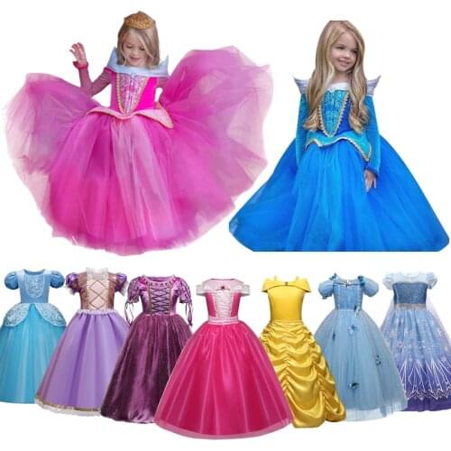 Girls Princess Dress Kids Sleeping Beauty Halloween Carnival Cosplay Princess Costume Children Christmas Party Fancy Dress Up