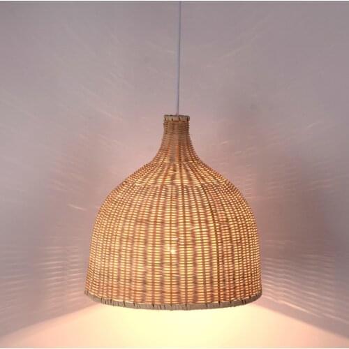 Handmade wicker suspension lamp dinning room living room pendant light hotel hall restaurant hanging lighting