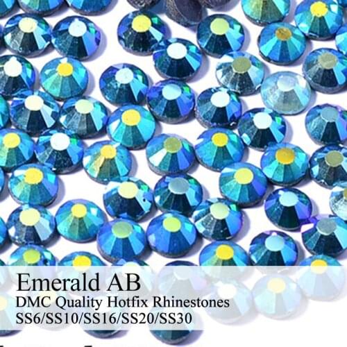 Polaris SS6-SS30 Machine Cut Emerald AB Strass DMC Hotfix Rhinestones For Garment Accessories