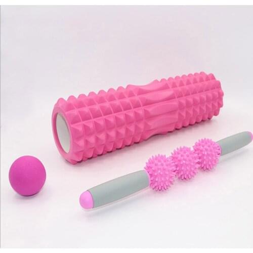 Hollow spike-shaped yoga column 3 PCS set massage stick fascia ball set foam shaft balance stick Pilates yoga shaft