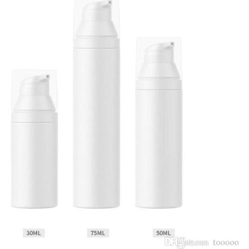 30ml 50ml 75ml Empty White airless lotion pump bottle PP airless pump Cosmetic airless Handcream refillable bottle