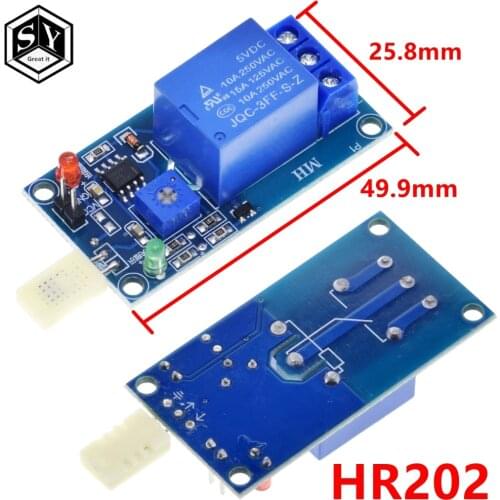 1PCS Great IT HR202 DC 5V 1 Channal 1CH Humidity Sensor Switch Relay Module Control Board Humidity Sensor Module