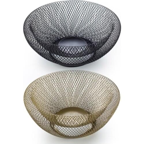 Hand-woven Iron Wire Hollow Storage Fruit Vegetable Basket Round Elegant Picnic Tray Food Bread Dishes Multipurpose Drying M6CE