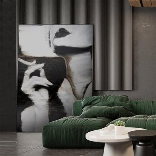 Modern Abstract Black and White Smoking Women Canvas Painting Portrait Poster and Print Sexy Nude Wall Picture for Home Decor