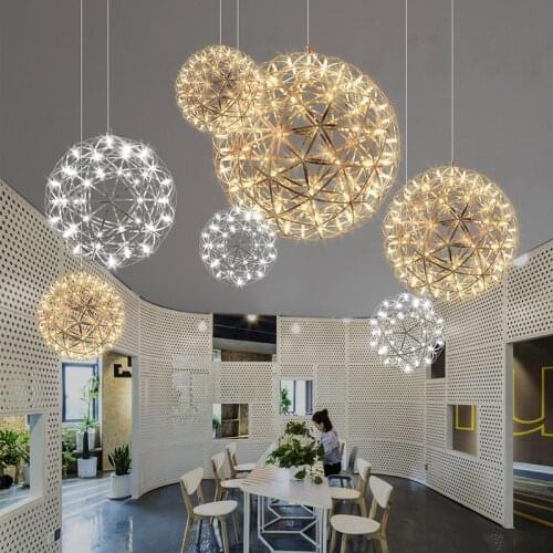 Modern Firework spark ball LED Pendant Lights Stainless Steel light fixtures Hanging Lamps for living room Hotel Hall home Decor