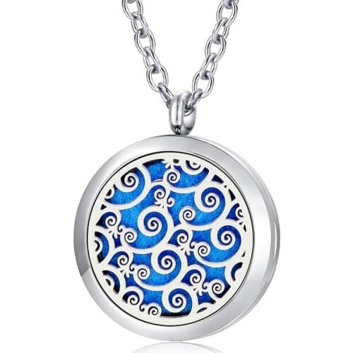URSJEWELRY 316L Stainless Steel Aromatherapy Diffuser Necklace Perfume Locket Magntic Closure Locket Pendants Jewelry
