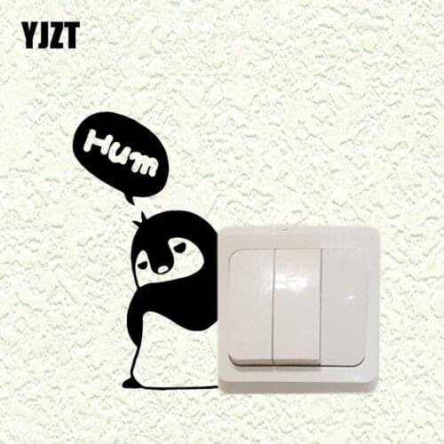 YJZT Cartoon Animal Vinyl Switch Sticker Kids Room Decor Funny Creative Penguin Wall Decal 17SS0336