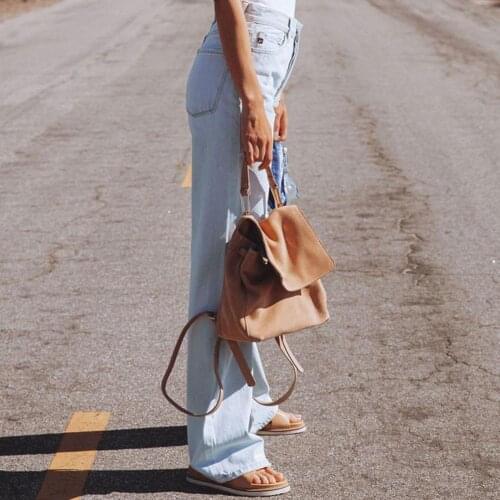 Women Popular Washed Broken Hole Straight Jeans Lady Autumn Jeans Wide Leg for Daily Wear