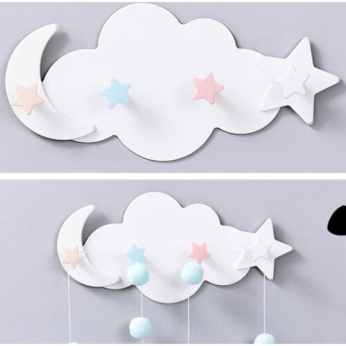 1pcs Cute Cloud Star Wall Mounted Hooks DIY Plastic Clothes Hooks Shelf Hanging Hanger Adhesive Hooks Home Racks Wall Decoration