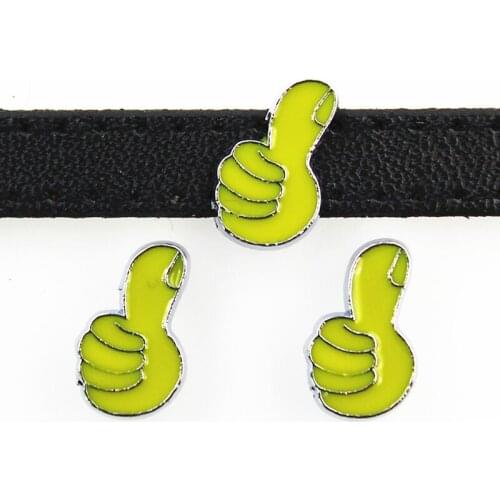 10PCS 8mm Adorable Like Gestures Slide Charms Flat Beads DIY Accessories Handmade Bracelets Belt Strips Pet Name Collar