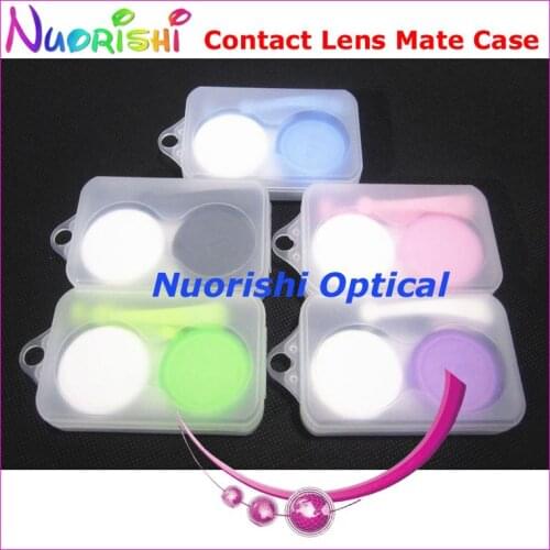10pcs Very Nice Simple Contact Lens Mate Case with Silicone Tweezer and Suction Stick Packed By Frosted Case C541 Free Shipping