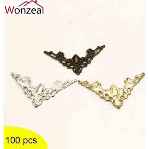 100PCS Wonzeal Book Corner Protector Box Scrapbook Metal Album Corner Decorative Protector Furniture Hardware Wholesale