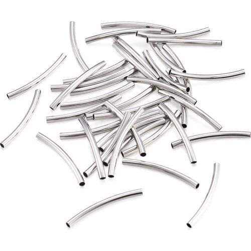 500pcs Brass Curved Tube Beads 25x2mm for jewelry making accessories,hole: 1mm F65