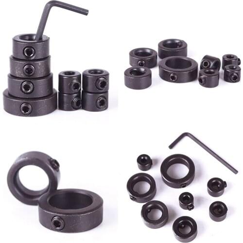 8pcs/set 3-16mm Woodworking Drill Depth Stop Collars Ring Dowel Shaft Chuck +Wrench