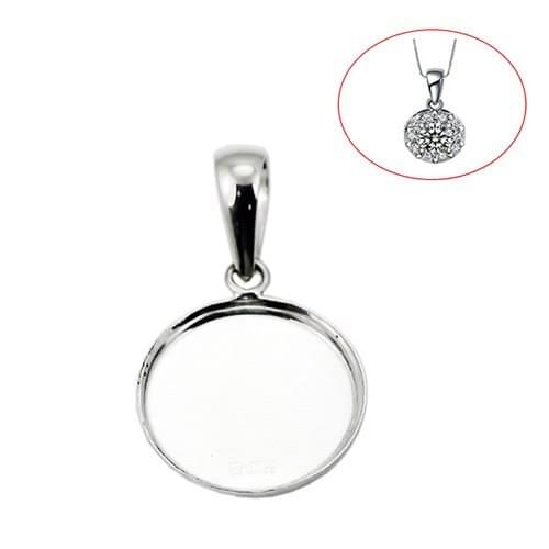 Beadsnice 27612smt2 Solid 925 Sterling Silver Pendant Tray Round Pendant Blank for Necklace Jewelry Making