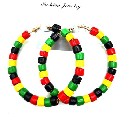 Free Shipping!Newest round African Beaded color Hoop Earrings can mixed 2 shapes