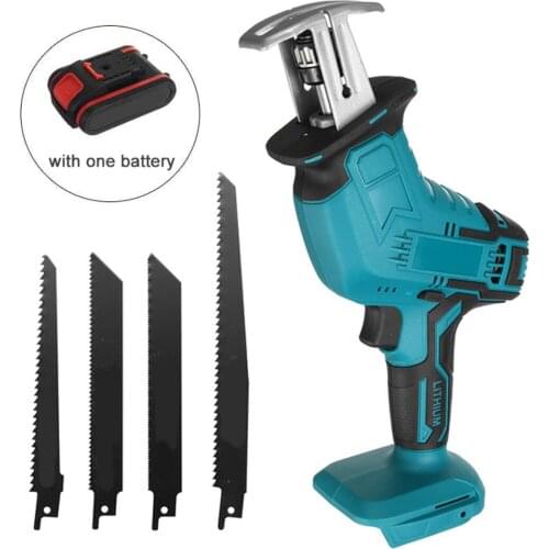 18V Cordless Electric Reciprocating Saw Adjustable Speed Saber Saw For Wood Metal Cutting Electric Saw with Blades Battery