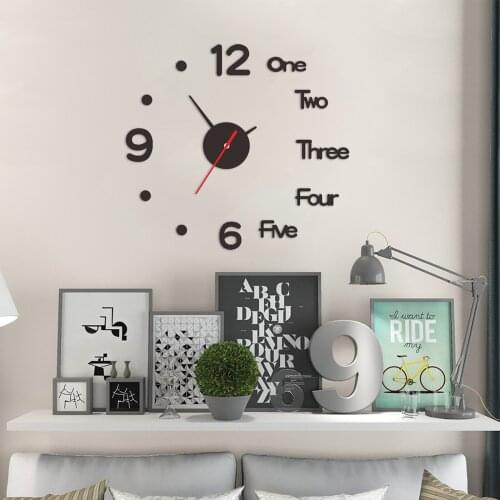 12-hour DIY Wall Clock Silent Scanning Movement Battery Powered Clock Sticker for Home Decor