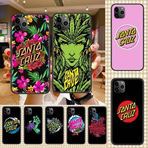 Skateboards Art Santa Cruz Phone Case Cover Hull For iphone 5 5s se 2 6 6s 7 8 12 mini plus X XS XR 11 PRO MAX black silicone