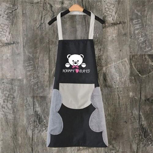 For Waterproof Bear Plaid Printed Kitchen Apron Kids Men Women Unisex Pocket Chef Cooking Aprons Waist Apron