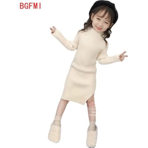 Teen Girls Mink Fleece Sweater Thick Mid-length Girl Knit Bottoming Shirt Pullover Sweater Dress Knitted 4-11 Yrs Kids Clothes