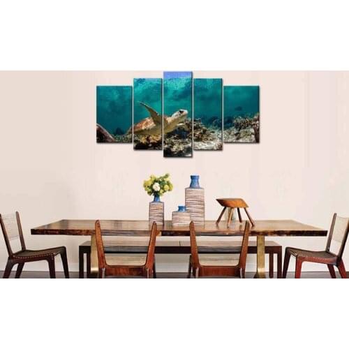 Canvas Wall Art Painting Underwater Turtle Prints On Canvas Animal Pictures Oil For Home Decor ,Ready To Hang Drop Shipping