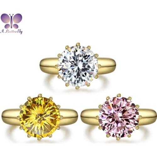 Super Luxury 12ct Round Cut High Carbon Simulation Diamond Ring Very Shiny Artificial Diamond Ring High-end Wedding Jewelry