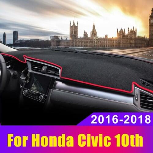 Car Dashboard Cover Mat Avoid Light Pad Instrument Panel Carpets For Honda Civic X 10 2016 2017 2018 2019 2020 FC FK Accessories