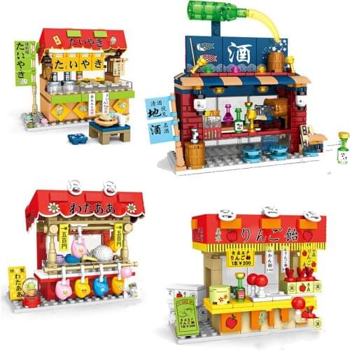 City Creator Japanese Town Street View Series Bar Cotton Candy Shop MOC accessories Building Blocks Bricks Toys Gifts