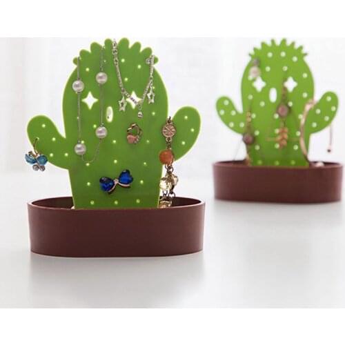 Creative Cactus Shaped Jewelry Display Stand Pendant Earrings Storage Organizer Rack Ornaments Crafts
