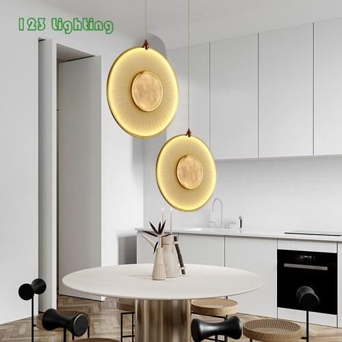 Round Cloth LED Chandelier Dining Room Livingroom Bar Hanglamp Indoor Decoration Suspension Atmosphere Lighting Dropshipping